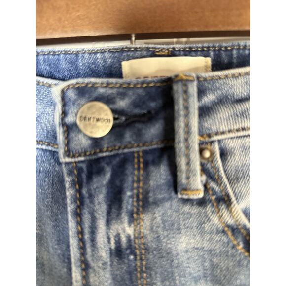 Driftwood Colette Embroidered Cuff Cropped Jeans W24 L26 Floral Raw Hem - Picture 7 of 10